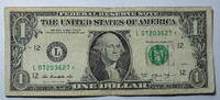 USA 1 $ Ersatz / Sternennote Serie 2013, San Franzisco, Kalifornien , Buchstabe L -