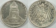Kaiserreich Sachsen 3 Mark Völkerschlachtdenkmal -