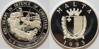 Malta 5 Pfund/ 10 Ecus 1993 450 Jahre Verteidigung Europas Proof gekapselt