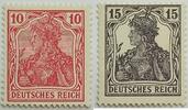 Deutsches Reich 10 und 15 Pf Germania als brit. Propagandafälschung -
