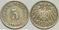 Kaiserreich 5 Pf 1911 F ss 0.87 £ Tax included +  7.80 £ shipping