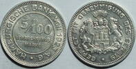 Hamburgische Bank 5/100 Verrechnungsmark 1923 vz 8.59 £ Tax included +  7.80 £ shipping
