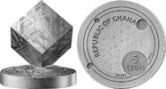 Ghana 5 cedis Space Cube | Muonionalusta Cube Coin 2 oz Antique finish Coin 5 Cedis Republic of Ghana 2025 -