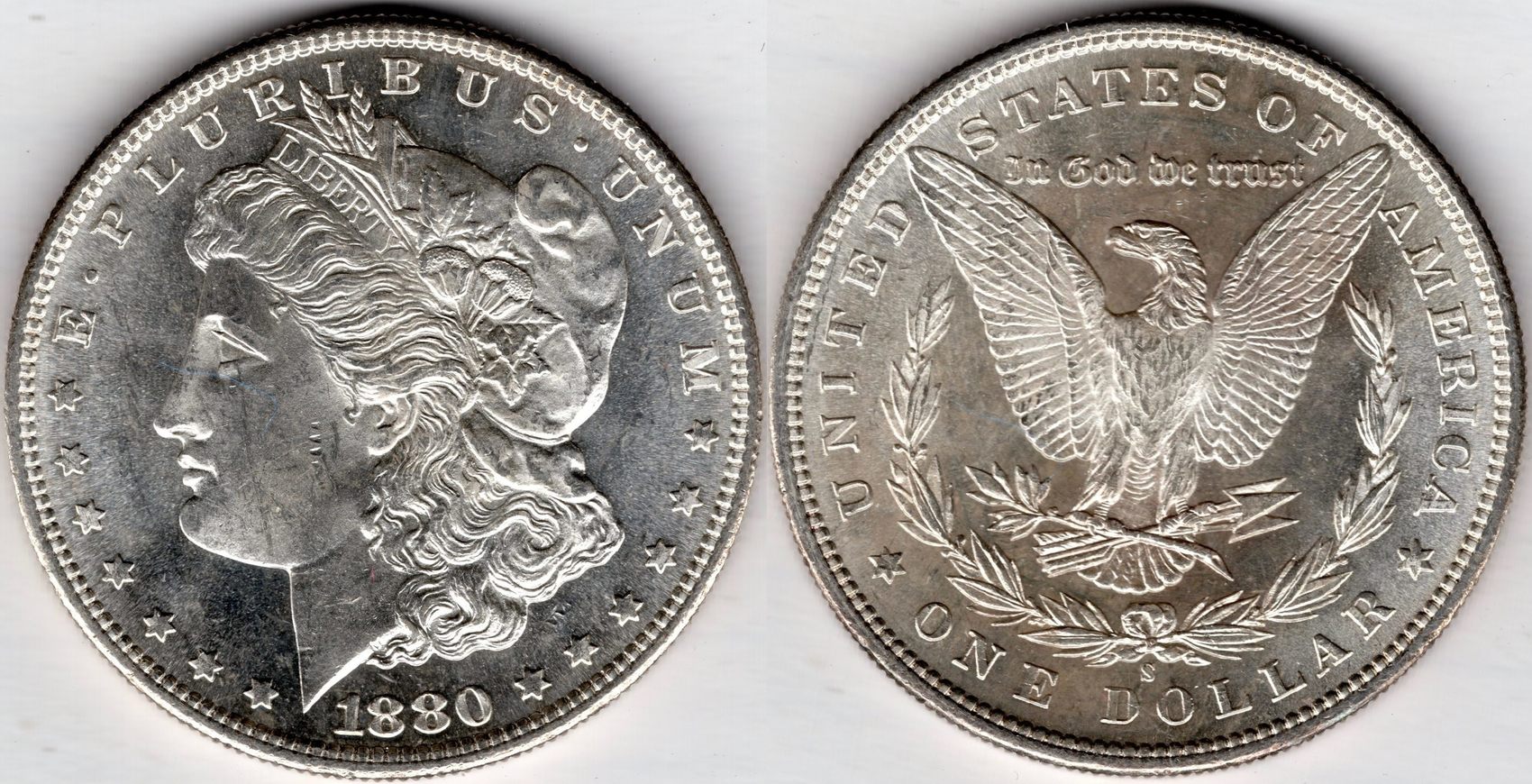 USA 1880 S Morgan Silver Dollar MA Shops