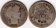 USA 1916 US silver Barber dime (A13) -