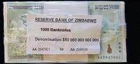 Welt Banknoten TT PK 90 2008 ZIMBABWE 50 TRILLION RARELY SEEN ORIGINAL SEALED BRICK 1000 NOTES -