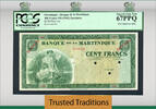 Welt Banknoten 100 FRANCS TT PK 19s ND MARTINIQUE PCGS 67 PPQ SUPERB GEM NEW NONE FINER! -