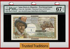 Welt Banknoten FRANC TT PK 30b SAINT PIERRE & MIQUELON 1 NOUVEAU PMG 67 EPQ SUPERB GEM UNC -