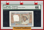 Welt Banknoten 50 FRANCS TT PK 45a 1950-1951 MADAGASCAR PMG 66 EPQ GEM UNCIRCULATED -