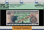 Welt Banknoten 100 FRANCS TT PK 5s 1960-62 RWANDA-BURUNDI SPECIMEN ZEBU PCGS 65 EPQ GEM NEW -