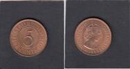 Mauritius 5 Cent ELIZABETH II KM.34. -