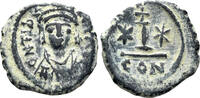 BYZANTINE AE Decanummium Maurice Tiberius. 582-602. (3.31g, 19mm). Constantinople mint. SB 498A -