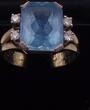 Aquamarin-Goldring mit Brillanten  Expertise Dr. Heide Rezepa-Zabel vintage