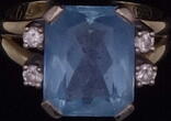 Aquamarin-Goldring mit Brillanten  Expertise Dr. Heide Rezepa-Zabel vintage