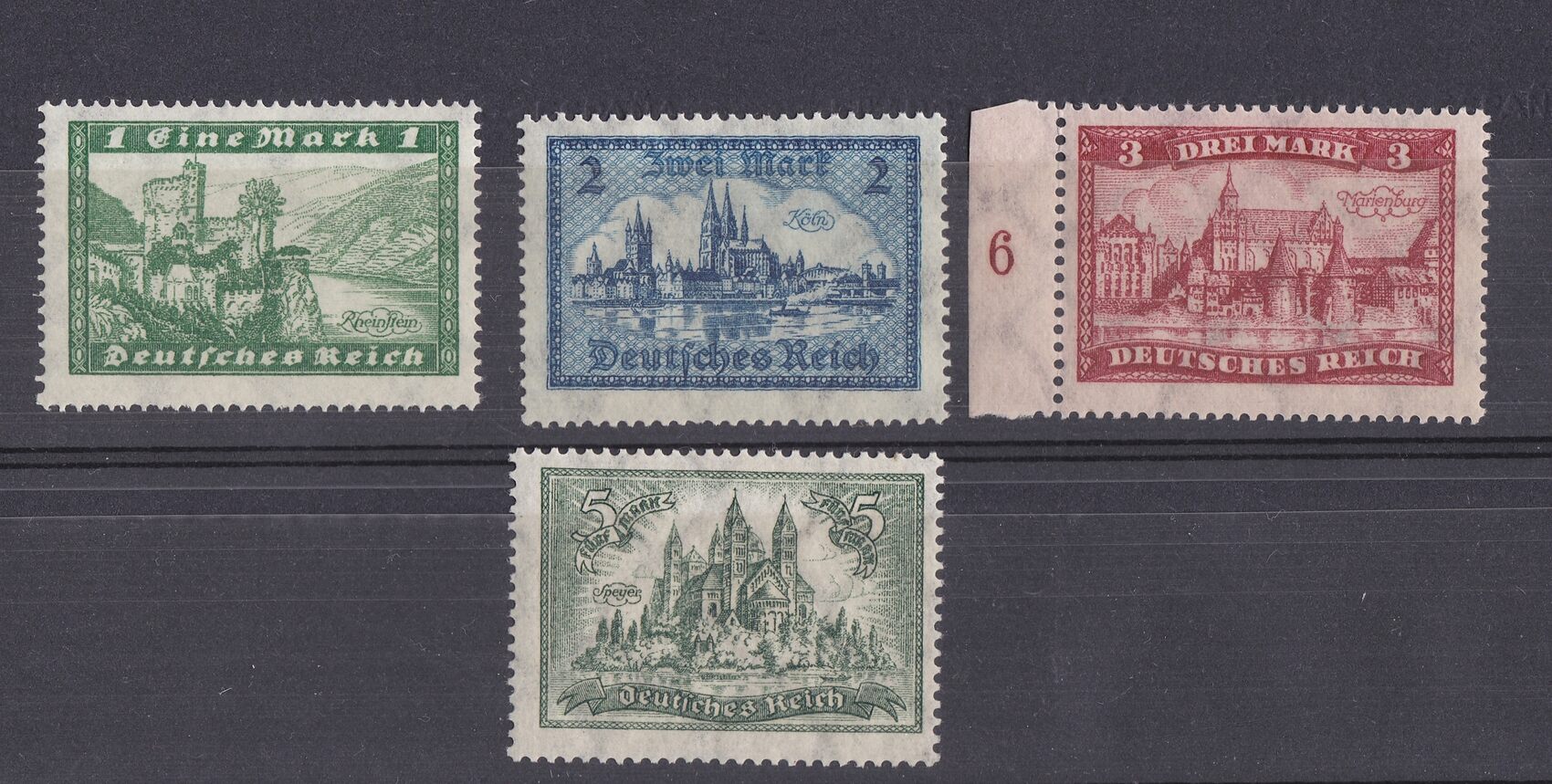 Deutsches　postfrisch　Landschaften　1-2-3-5　liegend!)　Reich　Mark　(Wasserzeichen　1924/27　MA-Shops