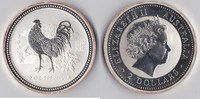 Australien 2 Dollars 2 Unzen Silber "Hahn" Lunar 2005 -