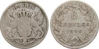 Altdeutschland bis 1871 6 Kreuzer Baden 1846 schön 6.94 £ Tax included +  12.15 £ shipping