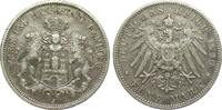 Kaiserreich  5 Mark Hamburg 1896 J sehr schön