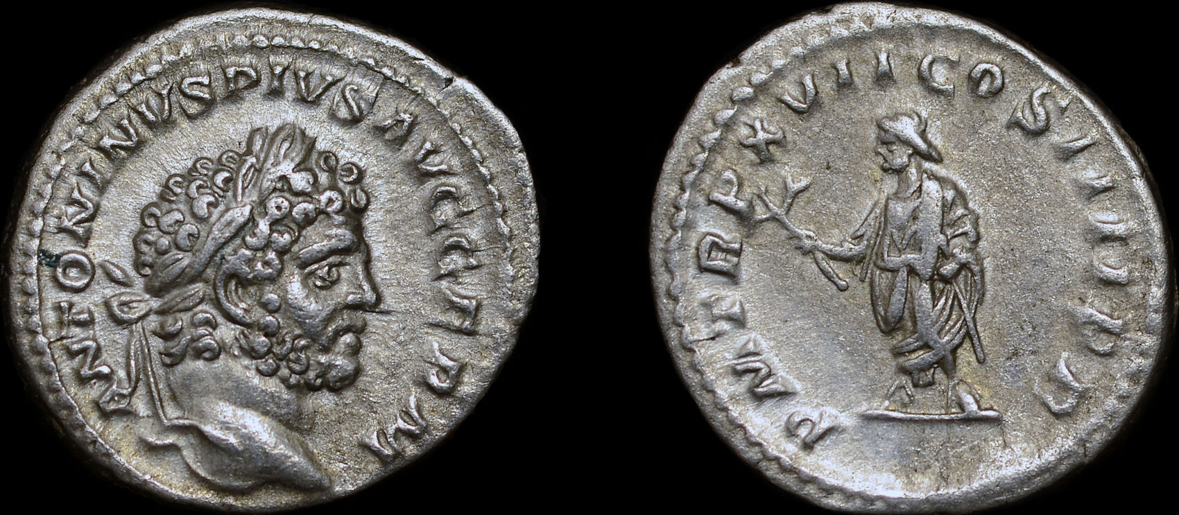 Ancient Roman denarius Caracalla, 198-217 (C254) top