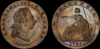 GREAT BRITAIN 1795 GEORGE III, 1795 PATTERN COPPER HALFPENNY BY C H KUCH... 1,850.00 £  +  12.00 £ shipping
