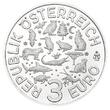 Österreich 3 Euro x 5 Stück 2017 Tier-Taler-Serie Fledermaus, Tiger, Krokodil, Eisvogel, Wolf, <b>5 Münzen,</b> MS-70 hgh / <br> vz / BU<br> Kupfer-Nickel<br> f