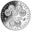 Deutschland, Bundesrepublik 10 DM 1998 A/D/F/G/J 50 Jahre Deutsche Mark, in der originalen Noppenfolie unbeschnitten, <b>Proof</b> <br>Silber<br>Satz