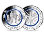 Deutschland 10 Euro<br><b>SOFORT LIEFERBAR! </b> 2024 F,G Im Dienst der Gesellschaft - Polizei, <br> <b> Prägestätte unserer Wahl,</b> <b>BU</b>