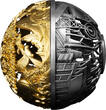 Samoa 5 Dollar <br>24 Karat vergoldet<br>50 mm Ø 2025 Nature & Technology- Spherical Coin 2 oz.Silber, inkl.Zertifikat/Etui/Box, RAR! <b> Antique Finish</b> <br>2 Unzen Silber<br>
