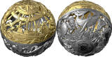 Samoa 5 Dollar <br>24 Karat vergoldet<br>50 mm Ø 2026 Sea & Surface - Spherical Coin 2 oz.Silber, inkl.Zertifikat/Etui/Box, <b> Antique Finish</b> <br>2 Unzen Silber<br><b> SOFORT LIEFERBAR!</b>