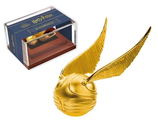 5 Dollar Antique Finish-35 mmØ 2022 5 $ - Harry Potter - The Golden Snitch  - Der goldene Schnatz 3D - Samoa, RAR! BU 3 Unzen Silber