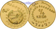 Frankreich 1/4 Euro, 3,11g<br>fein<br>30 mm Ø Euro von einem Kinde inkl. Etui & Zertifikat & Schuber -