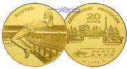 Frankreich 20 Euro, 15,64g <br>fein<br>31 mm Ø Leichtathletik-WM Hochsprung (Sauter) inkl. Etui & Zertifikat & Schuber -