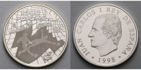 Spanien 1000 Pesetas FIFA Fußball WM Frankreich 1998 Stürmer u. Torwart als Latentbild,m.kl. MDM Zer. -