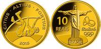 10 Reais 2015 Oly. Sommer Rio 2016 -Stabhochsprung 02/04 , orig.Oly. Kapsel m. Zertifikat  Proof Gold