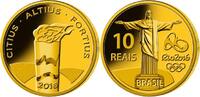 10 Reais Oly. Sommer Rio 2016 -Oly.Fackel 04/04 , orig.Oly. Kapsel m. Zertifikat  Proof Gold