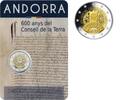 Andorra 2 Euro 600. Jahrestag des Parlament Consell de la Terra 2019, SONDERANGEBOT !!! BU (MS65-70) im Blister /  Coincard