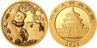China 100 Yuan,<br>8,00g<br> fein<br>22 mm Ø Panda-Bären, 8 Gramm fein, 999 Gold -
