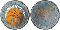 Italien 10 Euro 2021 100 Jahre Basketballverband - Rhodium, inkl. Kapsel & Zertifikat & Etui Proof