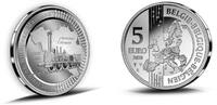 Belgien 5 Euro 185 Jahre Eisenbahn in Europa - inkl. Etui & Zertifikat & Schuber -