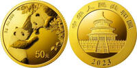China 50 Yuan,<br>3,00g <br>fein<br>18 mm Ø Panda-Bären, 3 Gramm fein, 999 Gold -