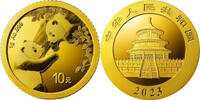 China 10 Yuan,<br>1,00g <br>fein<br>10 mm Ø Panda-Bären, 1 Gramm fein, 999 Gold -