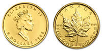 Kanada 1/10 oz5 Dollar 3,11g fein 16,5 Ø 1990-2003 Maple Leaf 1/10 oz. Z... 390.12 £  +  48.55 £ shipping
