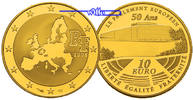Frankreich 10 Euro, 7,78g <br>fein<br>22 mm Ø Europäisches Parlament - Gold inkl. Etui & Zertifikat & Schuber -