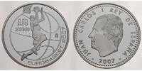 Spanien 10 Euro 2007 Eurobasket - Basketballspieler wirft ein Korb, mit Zertifikat & Etui & Schuber Proof