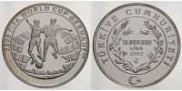 Türkei 15. 000.000 Lira XVIII. Fußball-Weltmeisterschaft 2006 in Deutschland Zweikampf v. Landkarte -