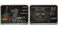 10 Euro 2010 Frankreich Pablo Picasso  6.rechteckige Münze aus Frankreich inkl. Etui&Zertifikat& Schuber PP