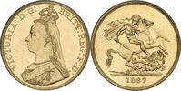 G.BRITAIN 5SOV 1887 Queen Victoria GOLD 5 Pounds MS63 Prooflike appearance NGC MS 63