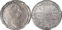 Russia 1724 Peter I Seaman Type Silver Rouble NGC AU-55