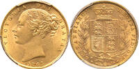 Great Britain 1862 Victoria Gold Sovereign PCGS MS-63 E of DEF struck over F var