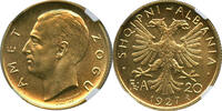 ALBANIA 20 Franga Ari 1927R Amet Zogu I UNC GOLD SCARCE NGC MS 64 1,993.75 &pound;  +  95.96 &pound; shipping